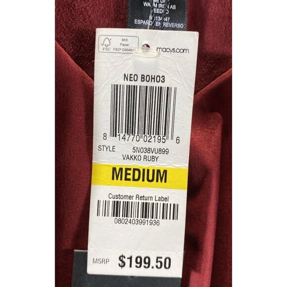 Vakko INC Women Red‎ Fringe Faux Suede Boho Jacket, Size Medium, NWT - Picture 6 of 6